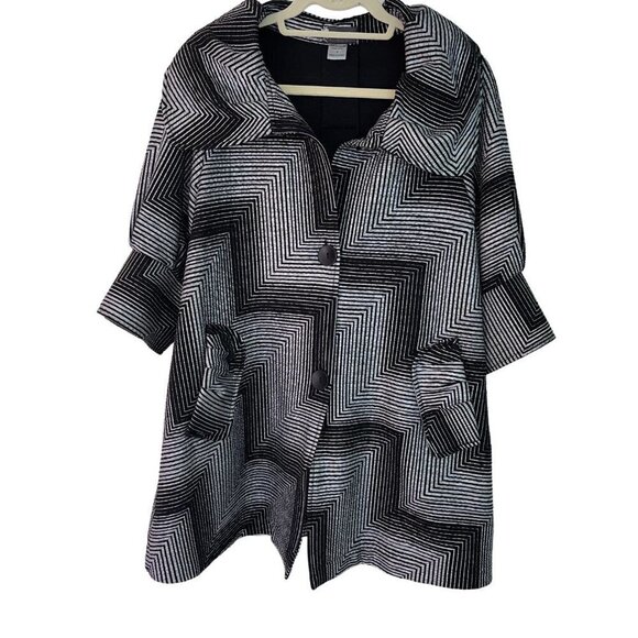 Damee Womens Swing Jacket Black Silver Size Small Art To Wear Polyester Spandex - Picture 11 of 12